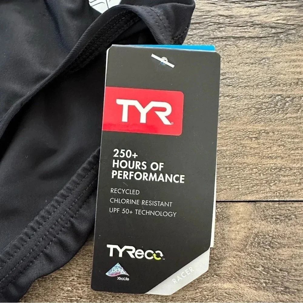 NWT TYR Mens 30 Small Black Tyreco Swim Brief Swimsuit Water Polo Drawstring New